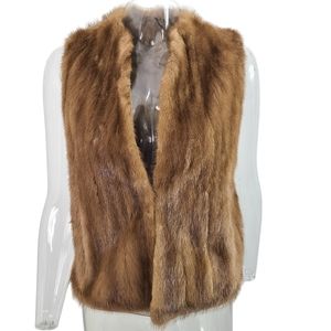 Honey Blonde Mink Vest featuring slash pockets